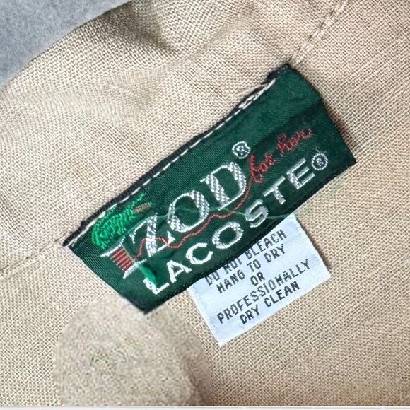 IZOD for Her LACOSTE Vintage 80s Tan Croc Preppy Lightweight Canvas Jacket M - Picture 7 of 10